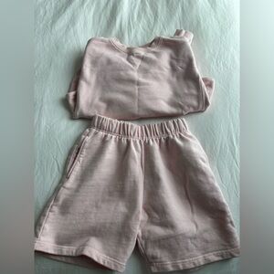 Brunette The Label Pink Sweatshirt + Shorts Matching Set